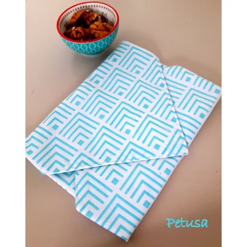 Halvány kék geometriai mintás vízhatlan újra szalvéta, szendvics csomagoló, Sandwich Lunch wrap 