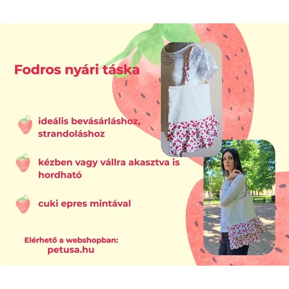 fodros nyári táska epres mintával