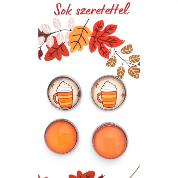 Pumpkin spice latte őszi bedugós fülbevaló szett